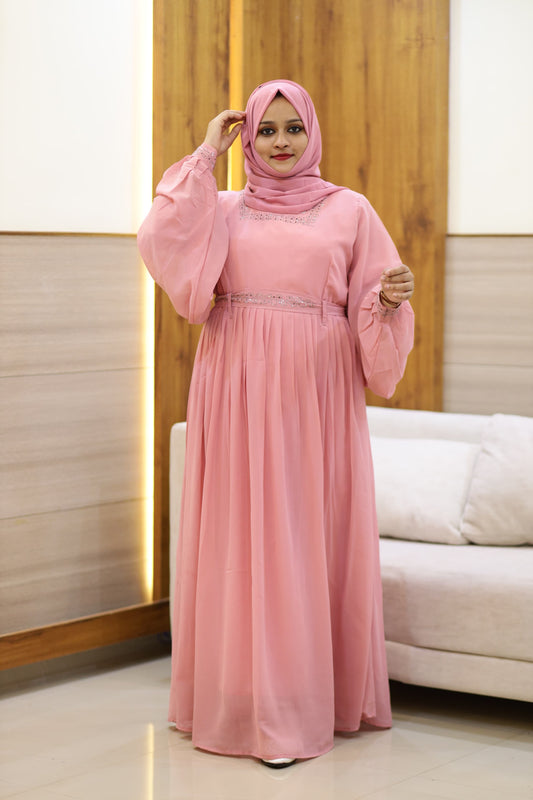 Pink georgette gown-A002